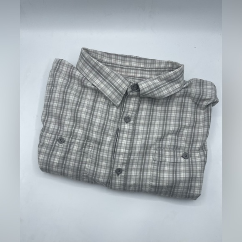 Patagonia‎ Men’s Long sleeve White Grey Plaid Organic Cotton Button Down XXL